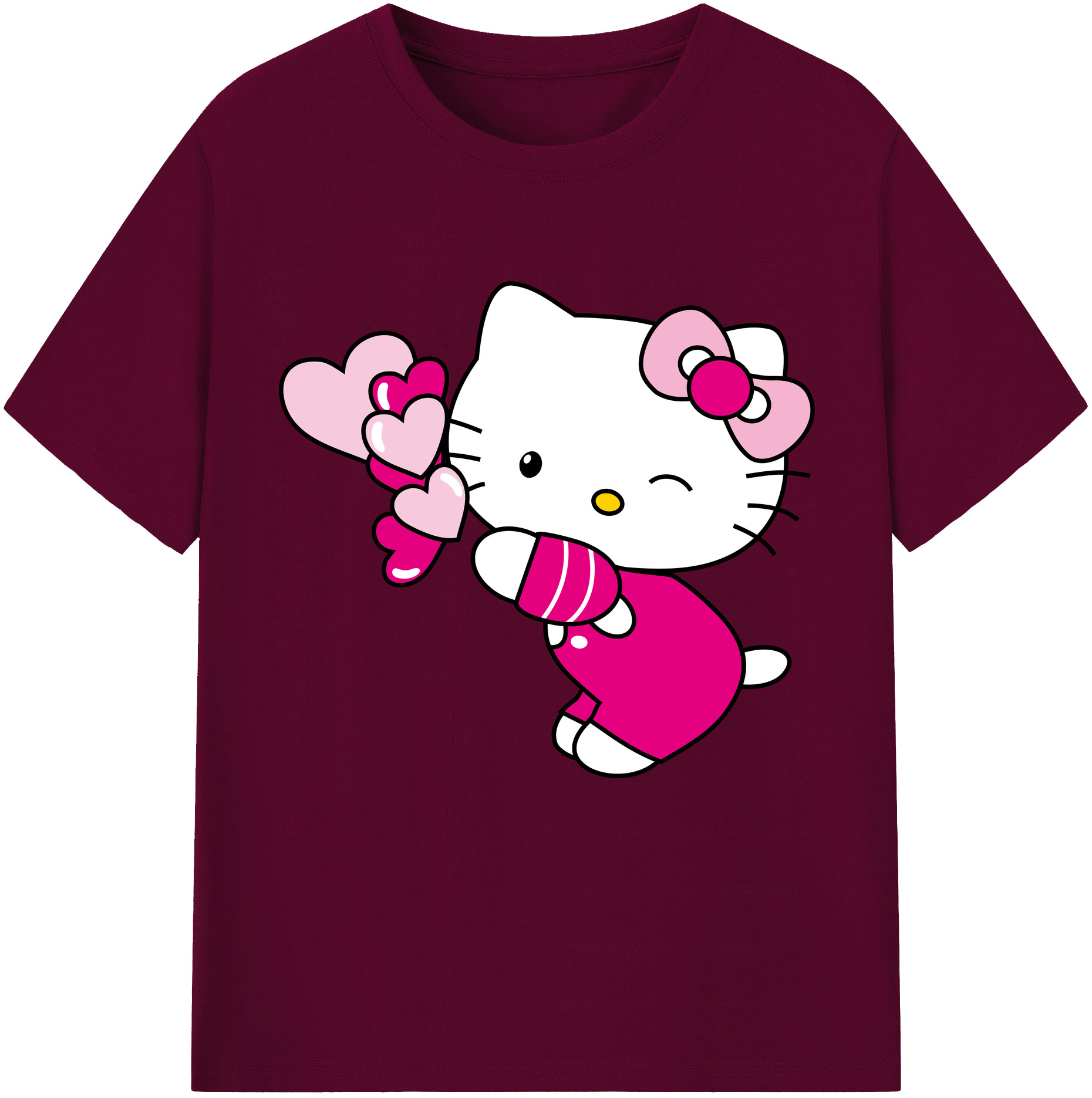 （画像用） Hello Kitty ハローキティ レディースカジュアルプリントTシャツ（綿100％）